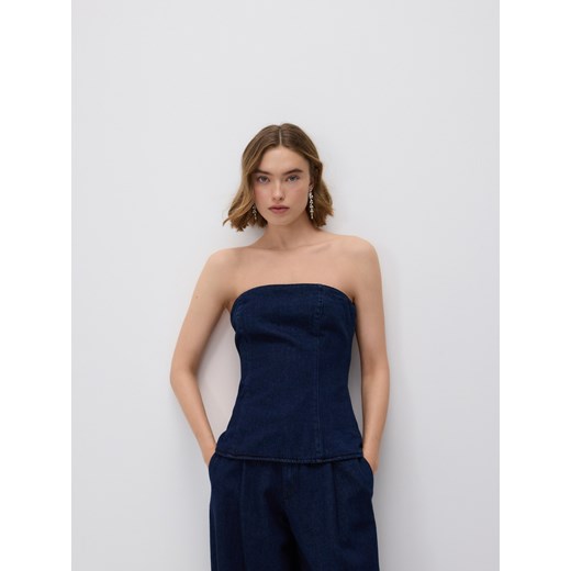 Reserved - Denimowy top - granatowy ze sklepu Reserved w kategorii Bluzki damskie - zdjęcie 187557524