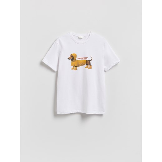 Reserved - T-shirt regular z nadrukiem - biały ze sklepu Reserved w kategorii T-shirty męskie - zdjęcie 187557644