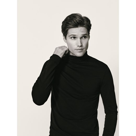 Reserved - Bawełniany longsleeve z golfem - czarny ze sklepu Reserved w kategorii T-shirty męskie - zdjęcie 187557674