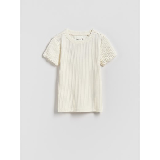 Reserved - Bawełniana bluzka w prążki - złamana biel ze sklepu Reserved w kategorii Bluzki dziewczęce - zdjęcie 187557700