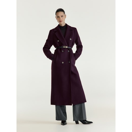 Reserved - Płaszcz z wełną Bellandi - burgundowy ze sklepu Reserved w kategorii Płaszcze damskie - zdjęcie 187557804