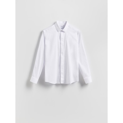 Reserved - Gładka koszula super slim fit - biały ze sklepu Reserved w kategorii Koszule męskie - zdjęcie 187557833