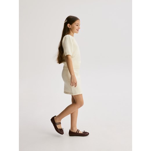 Reserved - Dzianinowa spódnica - złamana biel ze sklepu Reserved w kategorii Swetry dziewczęce - zdjęcie 187557871