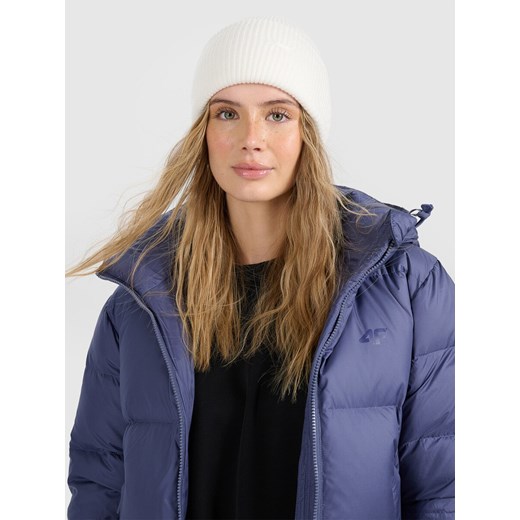Czapka beanie uniseks 4F 4FRAW25ACAPU0721 - biała ze sklepu Sportstylestory.com w kategorii Czapki zimowe damskie - zdjęcie 187558240