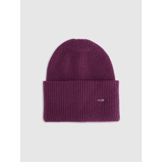 Czapka beanie uniseks 4F 4FRAW25ACAPU0721 - fioletowa ze sklepu Sportstylestory.com w kategorii Czapki zimowe męskie - zdjęcie 187558252