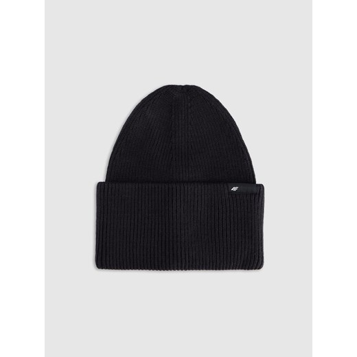 Czapka beanie uniseks 4F 4FRAW25ACAPU0738 - czarna ze sklepu Sportstylestory.com w kategorii Czapki zimowe damskie - zdjęcie 187558264