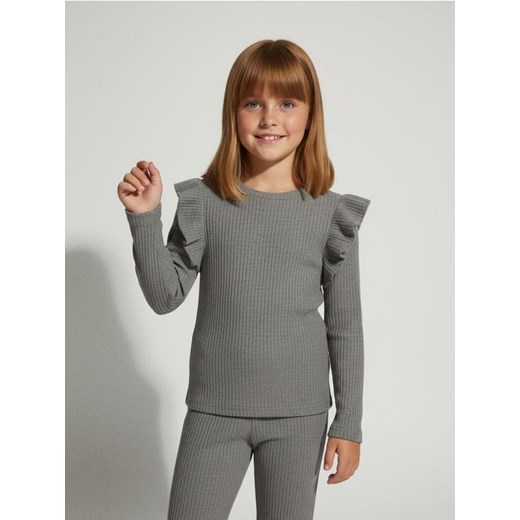 Sinsay - Komplet z wiskozy z ozdobnymi falbanami - szary ze sklepu Sinsay w kategorii Komplety dziewczęce - zdjęcie 187559284