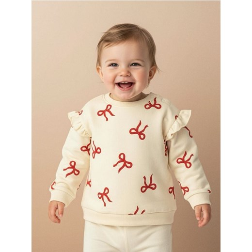 Sinsay - Bawełniana bluza crewneck - kremowy ze sklepu Sinsay w kategorii Bluzy i swetry - zdjęcie 187559301