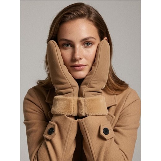 Sinsay - Rękawiczki jednopalczaste - beżowy ze sklepu Sinsay w kategorii Rękawiczki damskie - zdjęcie 187559392