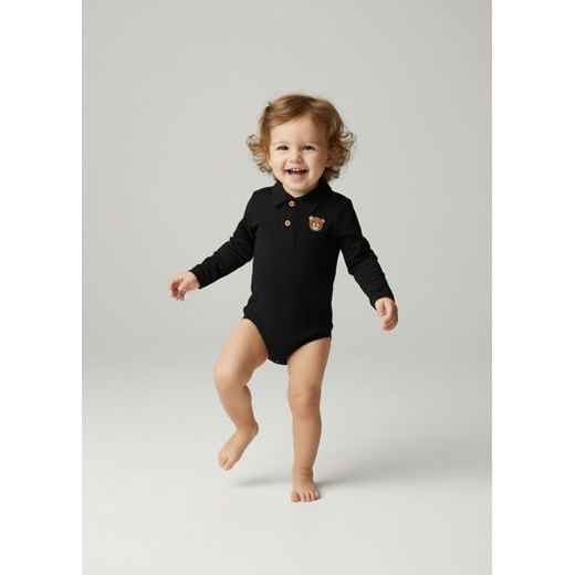 Sinsay - Bawełniane body z kołnierzem - czarny ze sklepu Sinsay w kategorii Odzież dla niemowląt - zdjęcie 187559420