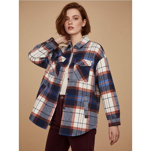 Sinsay - Kurtka koszulowa w kratę - niebieski ze sklepu Sinsay w kategorii Kurtki damskie - zdjęcie 187559500