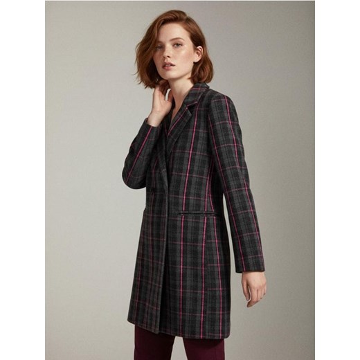 Sinsay - Długi płaszcz w kratę - wielobarwny ze sklepu Sinsay w kategorii Płaszcze damskie - zdjęcie 187559503