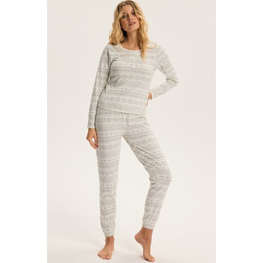 Esotiq bawełniana piżama damska Bloovii Hygge 43956-00X, Kolor biały-wzór, Rozmiar L, BLOOVII ze sklepu Primodo w kategorii Piżamy damskie - zdjęcie 187560801