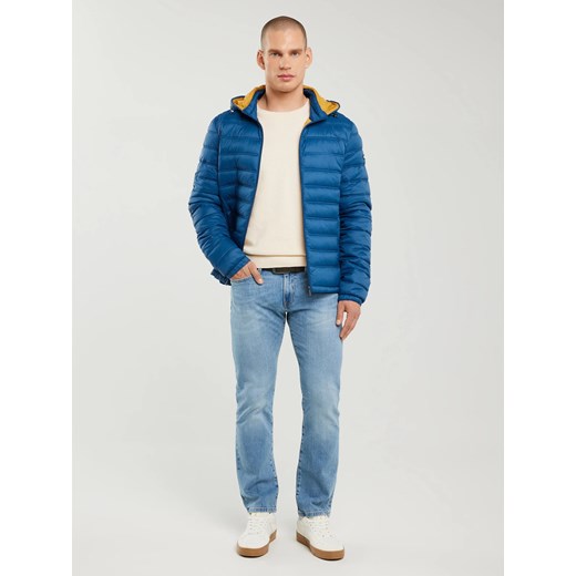 Kurtka męska pikowana z kapturem niebieska Acarf 402 ze sklepu Big Star w kategorii Kurtki męskie - zdjęcie 187560913
