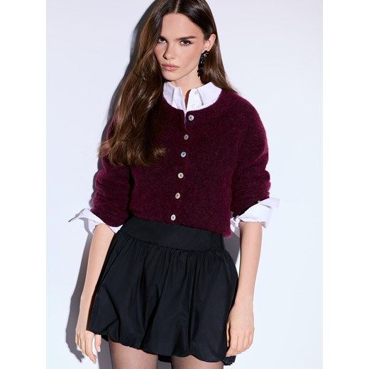 Mohito - Bordowy kardigan z wełną - kasztanowy ze sklepu Mohito w kategorii Swetry damskie - zdjęcie 187561134