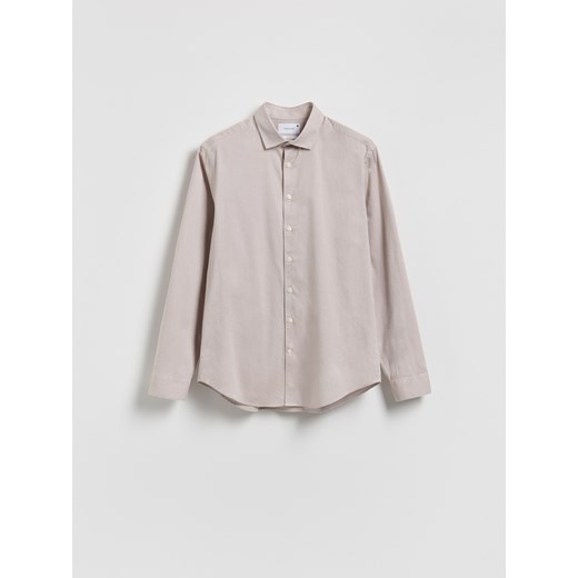 Reserved - Koszula slim z bawełny egipskiej - beżowy ze sklepu Reserved w kategorii Koszule męskie - zdjęcie 187561192