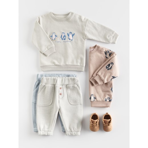 Reserved - Bluza z haftem - jasnoszary Reserved 62 (1-3 m.) wyprzedaż Reserved