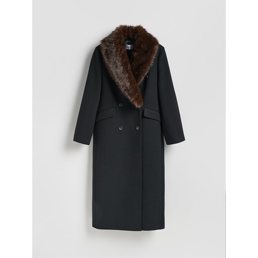 Reserved - Płaszcz z dodatkiem wełny - czarny ze sklepu Reserved w kategorii Płaszcze damskie - zdjęcie 187561293