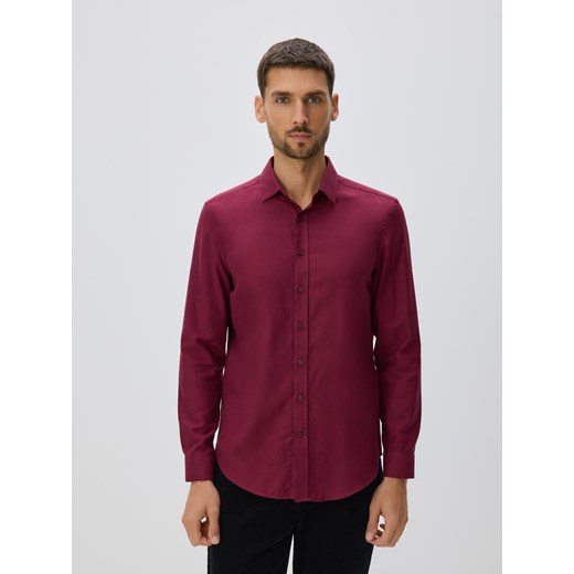 Reserved - Koszula slim z bawełny egipskiej - bordowy ze sklepu Reserved w kategorii Koszule męskie - zdjęcie 187561351
