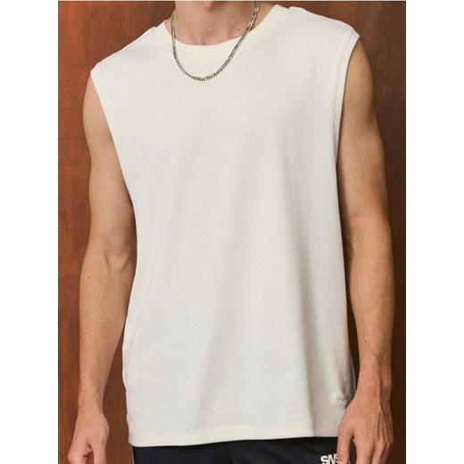 Sinsay - Koszulka bez rękawów - kremowy ze sklepu Sinsay w kategorii T-shirty męskie - zdjęcie 187561674