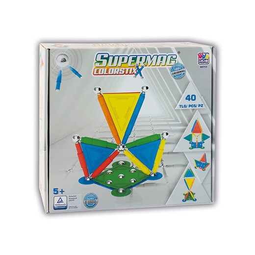 Happy People 40-częściowy zestaw magnetyczny &quot;Supermag Colorstiix&quot; - 5+ ze sklepu Limango Polska w kategorii Zabawki - zdjęcie 187561950