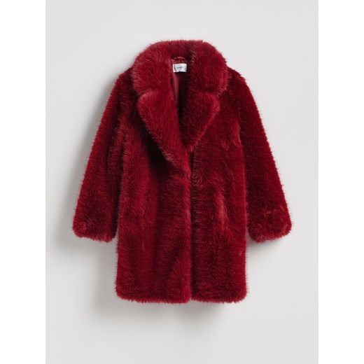 Reserved - Płaszcz z imitacji futra - czerwony ze sklepu Reserved w kategorii Futra damskie - zdjęcie 187562980