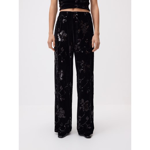 Reserved - Spodnie z cekinami - czarny ze sklepu Reserved w kategorii Spodnie damskie - zdjęcie 187562983