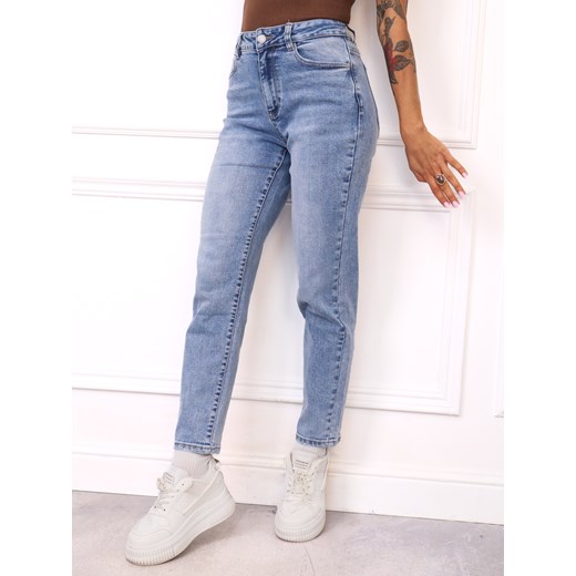 SPODNIE JEANSOWE- MOM STRETCH- NIEBIESKIE ze sklepu olika.com.pl w kategorii Jeansy damskie - zdjęcie 187563410