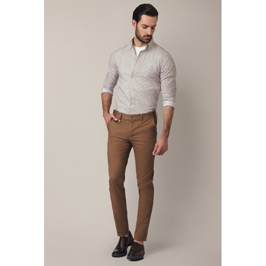 Spodnie Beżowe Chino z Elastycznym Pasem z Bawełną Mikkeli ze sklepu Lancerto S.A. w kategorii Spodnie męskie - zdjęcie 187563594