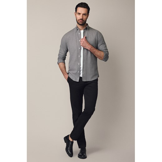 Spodnie Czarne Chino Regular z Elastycznym Pasem z Bawełną Mikkeli ze sklepu Lancerto S.A. w kategorii Spodnie męskie - zdjęcie 187563601