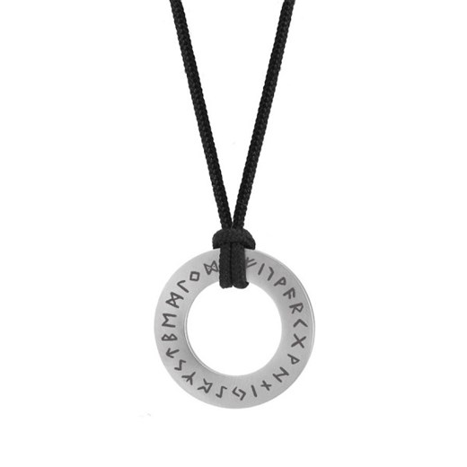 Męski runiczny naszyjnik, nordyckie koło na czarnym sznurku z runami ze sklepu manoki.pl w kategorii Naszyjniki męskie - zdjęcie 187563661