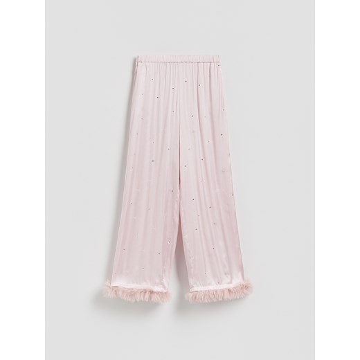 Reserved - Spodnie ze strasem - pastelowy róż ze sklepu Reserved w kategorii Spodnie damskie - zdjęcie 187563874