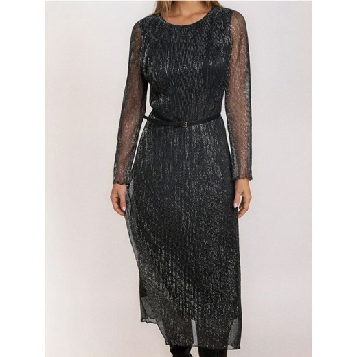 Sinsay - Elegancka sukienka szmizjerka z paskiem - srebrny ze sklepu Sinsay w kategorii Sukienki - zdjęcie 187564670