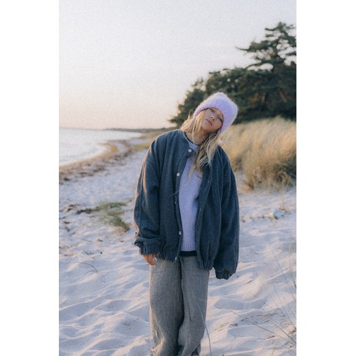 Grey Wool Oversized Bomber Jacket ze sklepu Surf Inc w kategorii Kurtki damskie - zdjęcie 187565880