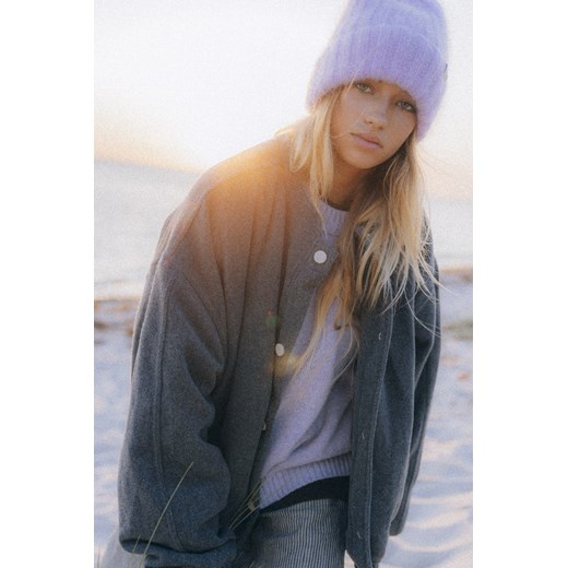 Grey Wool Oversized Bomber Jacket ze sklepu Surf Inc w kategorii Kurtki damskie - zdjęcie 187565881