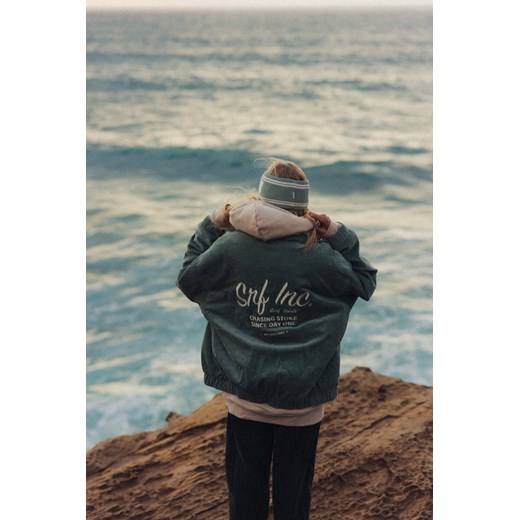 Cord Baseball Jacket - White Sage ze sklepu Surf Inc w kategorii Kurtki damskie - zdjęcie 187567002