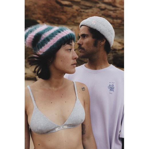 Stripe Lyocell Triangle Bra - Stone Grey ze sklepu Surf Inc w kategorii Biustonosze - zdjęcie 187567280