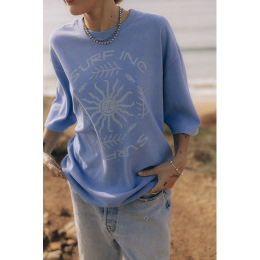 Mellow Angry Sun Tee - Denim Blue ze sklepu Surf Inc w kategorii Bluzki damskie - zdjęcie 187572100