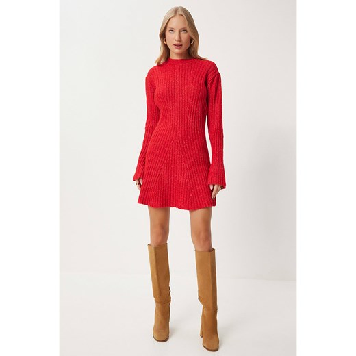 Happiness Istanbul Dzianinowa sukienka w kolorze czerwonym ze sklepu Limango Polska w kategorii Sukienki - zdjęcie 187573144