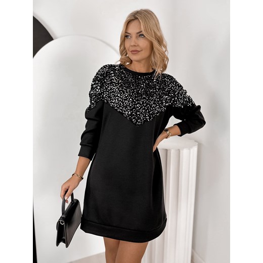 sukienka perrone srebrno-czarna one size ze sklepu UBRA w kategorii Sukienki - zdjęcie 187573450