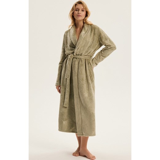 Esotiq długi ciepły szlafrok damski Como 43935-07X, Kolor zielony, Rozmiar L/XL, Esotiq ze sklepu Intymna w kategorii Szlafroki damskie - zdjęcie 187573504