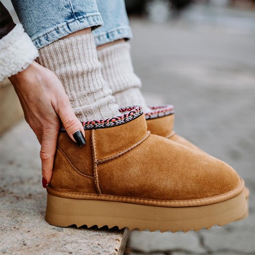 Camelowe skórzane ciepłe zimowe mukluki, eskimoski T.Sokolski 530 ze sklepu suzana.pl w kategorii Śniegowce damskie - zdjęcie 187574554