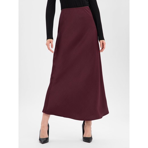 Neo Noir Damska satynowa spódnica maxi - Vicky Kobiety bakłażanowy jednolity ze sklepu vangraaf w kategorii Spódnice - zdjęcie 187574774