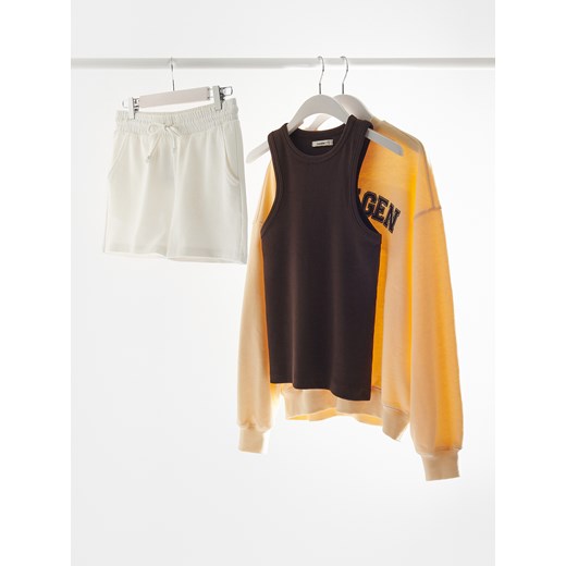 Reserved - Bawełniany top - ciemnobrązowy ze sklepu Reserved w kategorii Bluzki damskie - zdjęcie 187574904