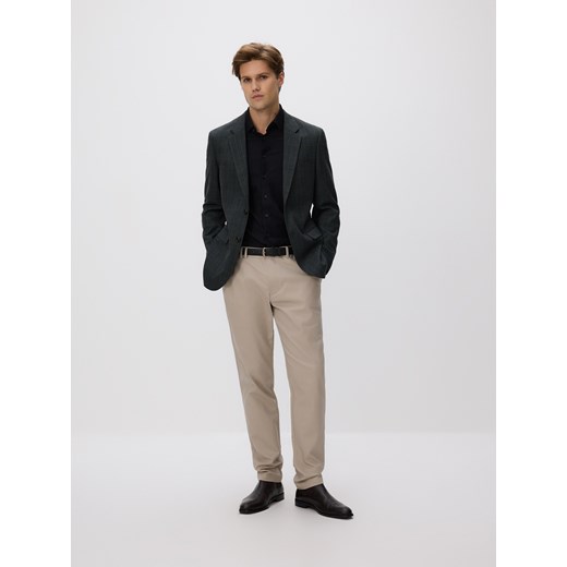 Reserved - Marynarka slim fit z wiskozą - ciemnozielony ze sklepu Reserved w kategorii Marynarki męskie - zdjęcie 187574970