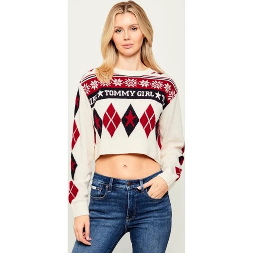 Tommy Hilfiger Wełniany sweter | Cropped Fit ze sklepu Gomez Fashion Store w kategorii Swetry damskie - zdjęcie 187575124