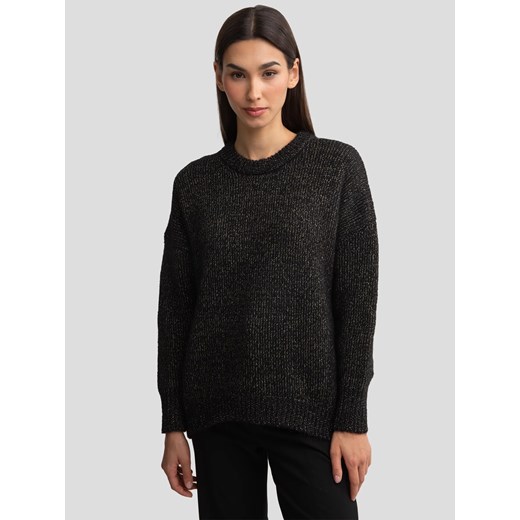 Sweter damski oversize z dodatkiem wełny czarny Mayamessa 906 ze sklepu Big Star w kategorii Swetry damskie - zdjęcie 187575784