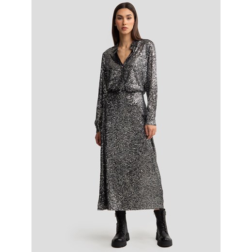 Spódnica damska cekinowa midi srebrna Soleasi 904 ze sklepu Big Star w kategorii Spódnice - zdjęcie 187575791