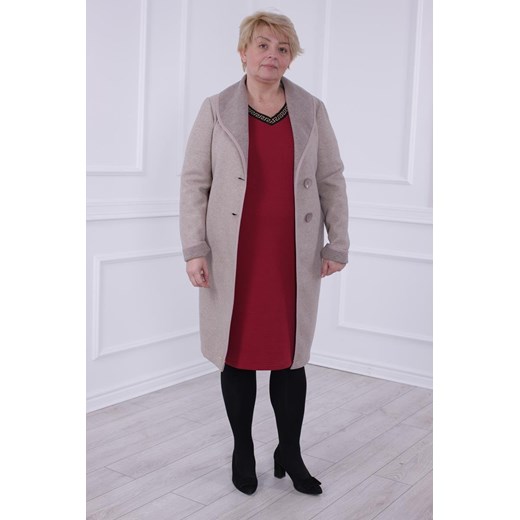 Płaszcz FPL1026 SZARO-BEŻOWY ze sklepu fokus.pl w kategorii Płaszcze damskie - zdjęcie 187575954