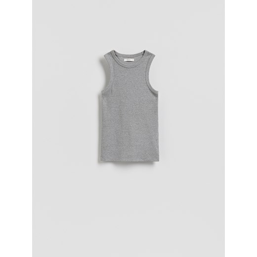 Reserved - Bawełniany top - jasnoszary ze sklepu Reserved w kategorii Bluzki dziewczęce - zdjęcie 187576110